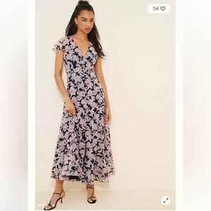 Hutch Ruffle Sleeve‎ Button Front Maxi Dress